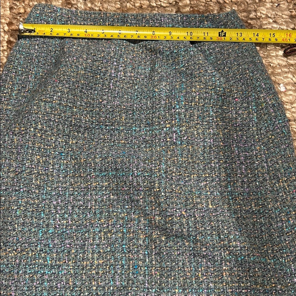 Lillie Rubin Teal Tweed Two Piece Skirt Blazer Set Size 2 - Picture 13 of 15